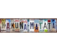 Aimlayton Hakuna Matata Metal Sign 4x16in Retro Tropical Plaque for Bedroom Bathroom Positive Vibes Decor