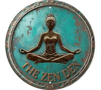 Aimlayton The Zen Den Metal Sign 8x8in Boho Meditation Plaque for Yoga Room Spa Bathroom Calming Decor