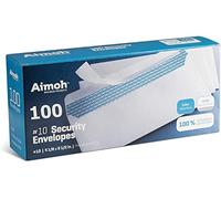 Aimoh #10 Security Self Seal Envelopes - 100 Qty |No Window, EnveGuard, 4⅛ x 9½", White, 24 LB, 100 Count (34100)