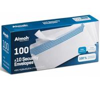 Aimoh #10 Security Self Seal Envelopes - 100 Qty |No Window, EnveGuard, 4⅛ x 9½", White, 24 LB, 100 Count (34100)
