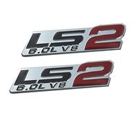 Aimoll LS2 6.0L V8 Engine Emblems Badge, for Gm Chevy Chevrolet Silverado Pair Chrome. (Red)