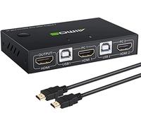 AIMOS KVM Switch, Hotkey HDMI Switcher Box 2 In 1 Out For 2 Computers Share Keyboard, Mouse And Monitor Support 4K@30Hz for Laptop, PC With Windows/Linux/Mac System, With 2x USB, 1x HDMI Cable