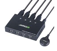 AIMOS USB 2.0 Switch Selector, 4 in 4 Out USB Printer Sharer Switcher Hub 4 PC Sharing 4 USB Devices For Mouse, Keyboard, Scanner, Printer, Etc- With 4 Cables 1.6 M, 1 External Switch Button
