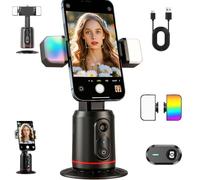 AimoStand - Built-in AI Camera Smart Auto-Tracking Phone Stand, 360° Rotating Auto Face, Tracking Tripod, Body Tracking Gimbal Stand, Gesture Control and Bluetooth Remote,Portable,No App (2PcsLight)