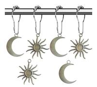 Aimoye Sun Moon Celestial Shower Curtain Hooks Rings - Mid Century Abstract Boho Shower Curtain Hooks, Minimalist Vintage Cute Shower Curtain Hooks,Chic Mystic Fantasy Goth Nature Bathroom Decor