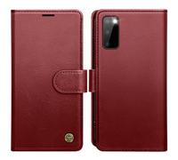 AIMOYU for Samsung Galaxy S20 Case, Flip Wallet Leather Phone Case with [4 Card Slots] [Kickstand] [RFID Blocking] Magnetic Protective Shockproof Cover for Samsung S20 Phone Case - Wine Red