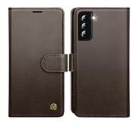 AIMOYU for Samsung Galaxy S21 5G Case, Flip Wallet Leather Phone Case with [4 Card Slots] [Kickstand] [RFID Blocking] Magnetic Protective Shockproof Cover for Samsung S21 Phone Case - Brown