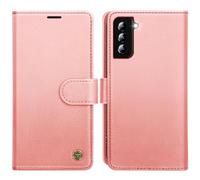 AIMOYU for Samsung Galaxy S21 5G Case, Flip Wallet Leather Phone Case with [4 Card Slots] [Kickstand] [RFID Blocking] Magnetic Protective Shockproof Cover for Samsung S21 Phone Case - Pink