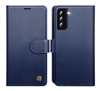 AIMOYU for Samsung Galaxy S21 5G Case, Flip Wallet Leather Phone Case with [4 Card Slots] [Kickstand] [RFID Blocking] Magnetic Protective Shockproof Cover for Samsung S21 Phone Case - Blue