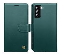 AIMOYU for Samsung Galaxy S22 5G Case, Flip Wallet Leather Phone Case with [4 Card Slots] [Kickstand] [RFID Blocking] Magnetic Protective Shockproof Cover for Samsung S22 Phone Case - Royal Green