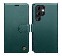 AIMOYU for Samsung Galaxy S22 Ultra Case, Flip Wallet Leather Phone Case with [4 Card Slots] [Kickstand] [RFID Blocking] Magnetic Protective Shockproof Cover for Samsung S22 Ultra Case - Royal Green