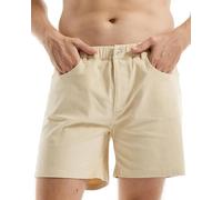 AIMPACT Mens Corduroy Shorts 5/6 Inseam Casual Elastic Waist Drawstring Summer Beach Shorts for Men with Pockets, Khaki, Large