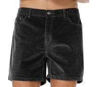 AIMPACT Mens Corduroy Shorts 5/6 Inseam Casual Elastic Waist Drawstring Summer Beach Shorts for Men with Pockets, Black, Small