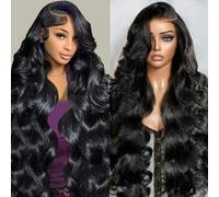 Aimqueen Human Hair Lace Front Wig 13x2.4 Inch Wavy Lace Front Wig Pre Plucked 200 Density 12A Glueless Wigs for Women HD Lace Front Wig Natural Color 38 Inch