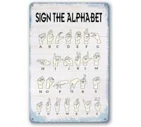 AimQurt Alphabet Wall Decor Sign Language Alphabet Educationals Abc Playroom Wall Art Room Tin Sign 12x16 inch