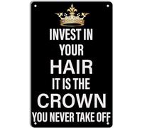 AimQurt Barber Shop Metal Sign Invest In Your Hair It Is The Crown You Never Take Off Retro Poster Tin Painting for Hairdresser Office Home Cafes Bars Pubs Shop Wall Decor 5.5""x8"", style-4