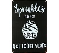 AimQurt Bathroom Quote Metal Signs Sprinkles are for Cupcakes Not for Toilet Seats Funny Vintage Tin Sign Wall Art Decor Iron Poster for Home Farmhouse Washroom Toilet 8""x12"", style-9