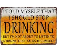 AimQurt Beer Alcohol Metal Tin Signs I Told Myself That I Should Stop Drinking Funny Vintage Tin Sign Wall Art Decor Iron Poster for Home Bar Pub Cafe Farmhouse Kitchen Gifts 12""x16"", style-8