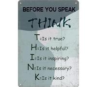 AimQurt Before You Speak Think is It True Helpful Inspiring Necessary Kind Retro Look Tin Decoration Plaque Sign for Home Inspirational Quotes Wall Decor 5.5""x8"", style-8