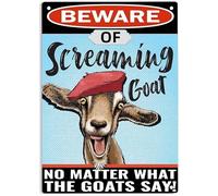 AimQurt Beware of Screaming Goat No Matter What The Goats Say Sign Metal Tin Signs, Screaming Goat Poster for Home Office Farm Pasture Mountain Man Cave Wall Decor Plaque Sign 5.5""x8"", style-9