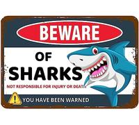 AimQurt Beware Of Shark You Have Been Warned Tin Sign Metal Wall Art Iron Painting for Boys Kids Home Decor Room Door Accessories Poster Gifts Outdoor Yard 5.5""x8"", style-9