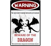 AimQurt Beware of The Dragon Vintage Tin Signs,Retro Warning Tin Sign Wall Decor Metal Poster for Home Kitchen Bar Pub Cafe Farm Garden Garage Decor Accessories 8""x12"", style-7