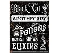 AimQurt Black Cat Apothecary Fine Potions & Elixirs Creepy Tin Sign Gothic Halloween Metal Wall Art for Indoor Outdoor Home Decor Room Door Accessories Poster Gifts Cafes Bar Club 12""x16"", style-6