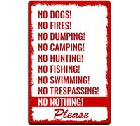 AimQurt Camp Site Warning No Dogs, Fires, Dumping, Camping, Hunting, Fishing, Swim Metal Tin Signs Man Cave Wall Decor Plaque Sign for Home Decor Room Door Accessories Poster Gifts 12""x16""