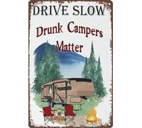 AimQurt Camper Drunk Campers Matter Metal Tin Signs Happy Camper Sign Funny Decor Vintage Wall Decor for Home Garden Man Cave Bars Restaurants Cafes Office Store 8""x12"", style-1