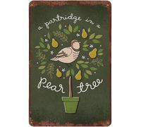 AimQurt Creative Tin Sign Partridge in A Pear Tree Happy Holiday Vintage Tin Sign Animal Metal Sign Home Decoration for Bedroom Living Room Coffee Bar Club Pub Housearming Gift 12""x16"", style-1
