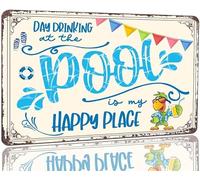 AimQurt Day Drinking at the Pool Is My Happy Place Tin Sign Swimming Pool Metal Sign Outdoor Decor for Home Pool Deck Patio Bar Wall Decor Sign Gifts Cafes Bar Club 8""×12"", style-4