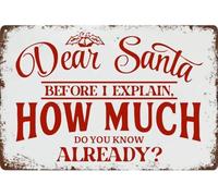 AimQurt Dear Santa Before I Explain How Much Do You Know Already Metal Tin Sign Christmas Retro Wall Decor for Bar Cafe Gift Wall Art Winter Cafes Bar Club 12""×16""
