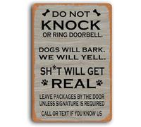 AimQurt Do Not Knock or Ring Doorbell Funny Tin Sign for Front Door, Dogs Will Bark Metal Sign for Home Decor Room Door Accessories Yard Garage 8""×12"", style-1