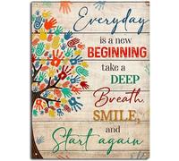 AimQurt Everyday Is A New Beginning Take A Deep Breath Smile And Start Again Tin Signs Vintage Metal Art Wall Decor Sign Home Kitchen Bar Patio Cave 5.5""x8"", style-3