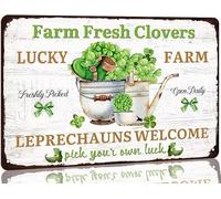 AimQurt Farm Fresh Clovers Lucky Farm Metal Tin Sign Irish St Patrick's Day Party Decor Irish Farm Plaque for Home Kitchen Garden Porch Farmhouse Signs 8""x12"", style-4