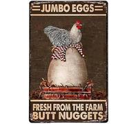 AimQurt Funny Chicken Coop Decor Farmer Jumbo Eggs Fresh From The Farm Butt Nuggets Farmhouse Tin Sign Metal Wall Signs for Home Kitchen Rustic Poster Art 5.5""x8"", style-4