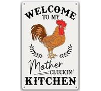 AimQurt Funny Chicken Coop Sign Chicken Welcome to My Mother Kitchen Farmhouse Metal Tin Sign Wall Plaque for Home Decor Room Door Accessories Kitchen Bar Coffee Shop 5.5""x8"", style-3