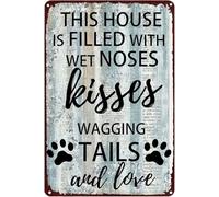 AimQurt Funny Dog House Rules Tin Sign This House is Filled With Wet Noses Kisses Wagging Tails and Love Retro Tin Poster Plaque for Garage Home Kitchen Bar Man Cave Decor 12""x16"", style-6