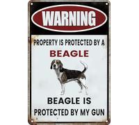 AimQurt Funny Dog Warning Metal Tin Signs No Trespassing Sign Property is Protected By a Beagle is Protected By My Gun for Home Yard Door Indoor Outdoor Wall Decor 8""x12"", style-6