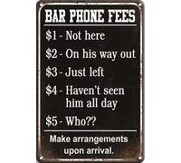 AimQurt Funny Sarcastic Metal Tin Sign Wall Decor Man Cave Bar Phone Fees, 8x12 Inch