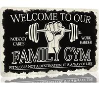 AimQurt Home Gym Metal Tin Sign Welcome To Our Family Gym Signs - Funny Fitness Sign Vintage Gym Sign for Gym Room Home Bar Garage Man Cave Wall Decor Gift 8""x12"", style-5