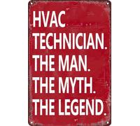AimQurt Hvac Technician The Man Profession Metal Tin Sign Wall Decor Art Poster for Funny Room Man Cave Bathroom Office Garage Apartment Dorm Signs Wall Decoration Gift 5.5""x8""