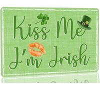 AimQurt Kiss Me I'm Irish Metal Tin Sign Irish St Patrick's Day Party Decor Irish Wall Art Plaque for Home Kitchen Women cave Garden Porch Farmhouse Signs 5.5""x8"", style-8