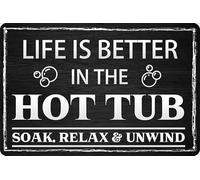 AimQurt Life Is Better In The Hot Tub Metal Tin Vintage Look Wall Art Sign for Home Bathroom Farmhouse Garden Garage Inspirational Quotes Wall Decor 8""x12"", style-2