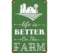 AimQurt Life is Better on The Farm Tin Sign, Farm Life Metal Wall Art Poster for Home Office Outdoor Farm Living Room Bedroom Bar Man Cave Decor Gifts 8"x12"