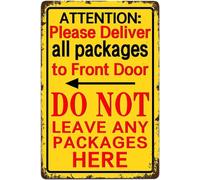 AimQurt Metal Sign Attention Please Deliver All Packages to Front Door Retro Decor Diner Library Bookstore Shop Club Cave Wall Decoration Vintage Warning Tin Sign 12""x16"", style-7