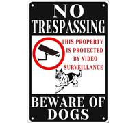AimQurt Metal Tin Signs No Trespassing Sign Beware Of Dog Sign Warning Signs For Fence Guard Dog On Duty Yard Sign This Property Is Protected By Video Surveillance 5.5""x8"", style-10