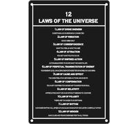 AimQurt Motivational Quotation Metal Signs,12 Laws of the Universe Tin Sign Vintage Plaque Retro Poster Wall Decor Fun Decoration for Home Kitchen 5.5""x8""