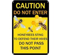 AimQurt No Trespassing Metal Signs,Caution Danger Do Not Enter Honeybees Man Cave Decor Warning Sign,Bee Farm Tin Sign for Home Garden Yard Farmhouse Farm 5.5""x8"", style-5