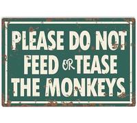 AimQurt Please Do Not Feed Ertease The Monkeys Metal Tin Sign, Wall Art Poster for Forest Park Farm Outdoors Wall Decor Room Door Accessories Poster Gifts Cafes Bar Club 8""x12"", style-10